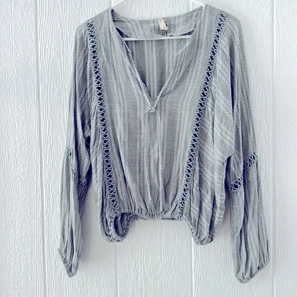 Elan Long Sleeve Crochet Top Womens Size small Boho Peasant Blouse Long Sleeve - Picture 9 of 9